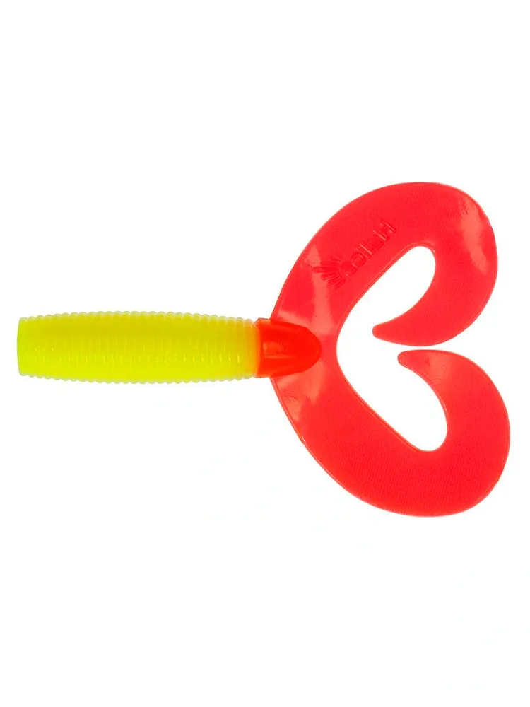 Твистер Credo Double Tail 3.54", 9см, Acid Lemon & Red